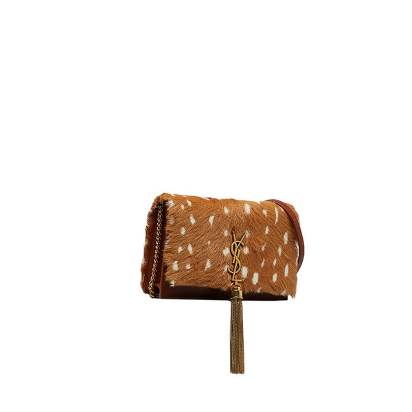 サンローラン ケイト チェーン ウォレット ミニショルダーバッグ GUE452159 ブラウン ハラコ レザー レディース SAINT LAURENT 【中古】