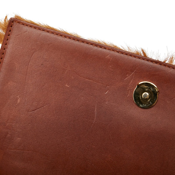 サンローラン ケイト チェーン ウォレット ミニショルダーバッグ GUE452159 ブラウン ハラコ レザー レディース SAINT LAURENT 【中古】