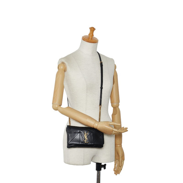 サンローラン 斜め掛け チェーン ミニ ショルダーバッグ 517614 ブラック ゴールド レザー レディース SAINT LAURENT 【中古】