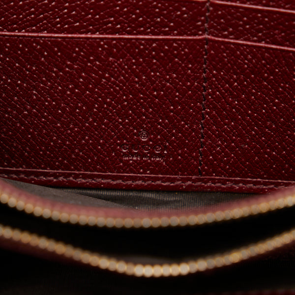 グッチ GG キャンバス 長財布 ラウンドファスナー 323397 ベージュ ワインレッド キャンバス レザー レディース GUCCI 【中古】