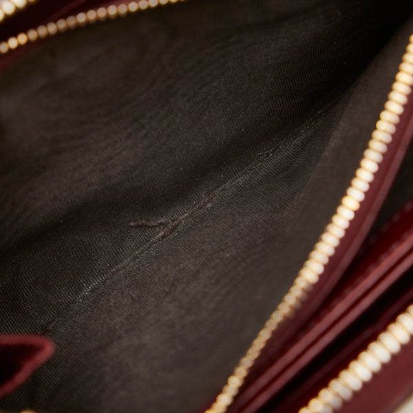 グッチ GG キャンバス 長財布 ラウンドファスナー 323397 ベージュ ワインレッド キャンバス レザー レディース GUCCI 【中古】