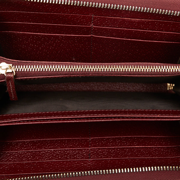 グッチ GG キャンバス 長財布 ラウンドファスナー 323397 ベージュ ワインレッド キャンバス レザー レディース GUCCI 【中古】