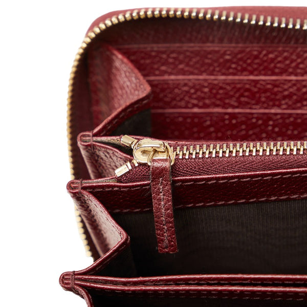 グッチ GG キャンバス 長財布 ラウンドファスナー 323397 ベージュ ワインレッド キャンバス レザー レディース GUCCI 【中古】