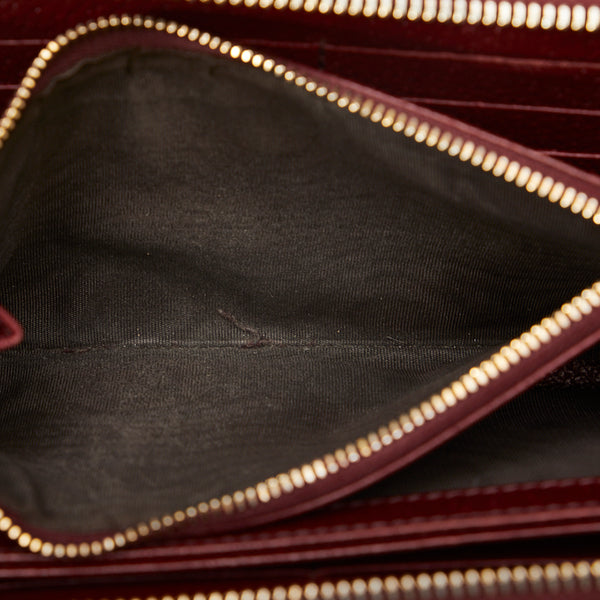 グッチ GG キャンバス 長財布 ラウンドファスナー 323397 ベージュ ワインレッド キャンバス レザー レディース GUCCI 【中古】