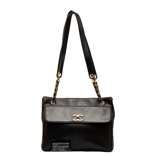 シャネル ココマーク ゴールド金具 チェーン ショルダーバッグ トートバッグ ブラック ラムスキン レディース CHANEL 【中古】