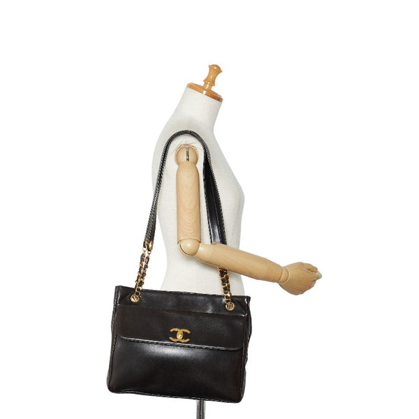 シャネル ココマーク ゴールド金具 チェーン ショルダーバッグ トートバッグ ブラック ラムスキン レディース CHANEL 【中古】