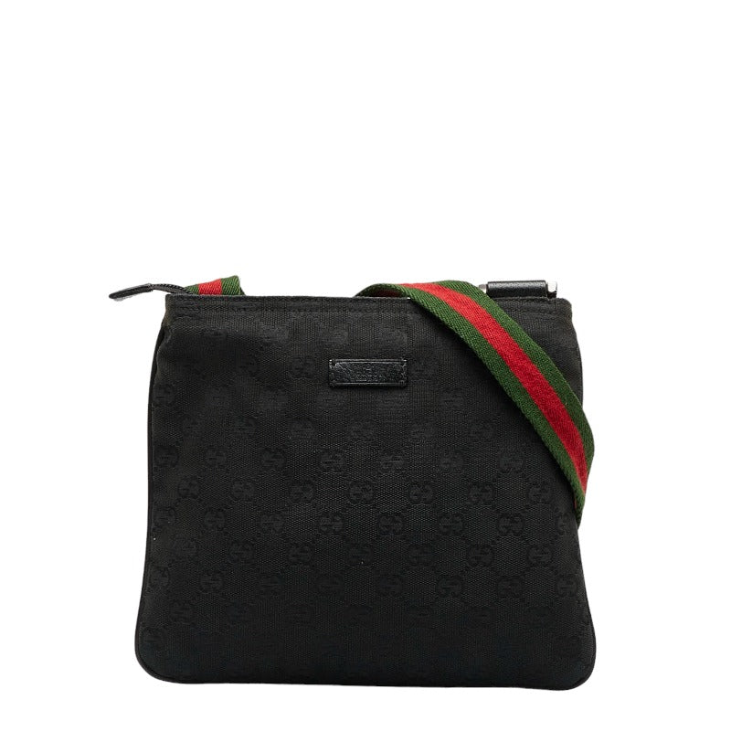 グッチ GGキャンバス シェリーライン 斜め掛け ショルダーバッグ  146309 ブラック キャンバス レディース GUCCI 【中古】