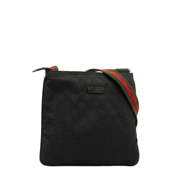 グッチ GGキャンバス シェリーライン 斜め掛け ショルダーバッグ  146309 ブラック キャンバス レディース GUCCI 【中古】