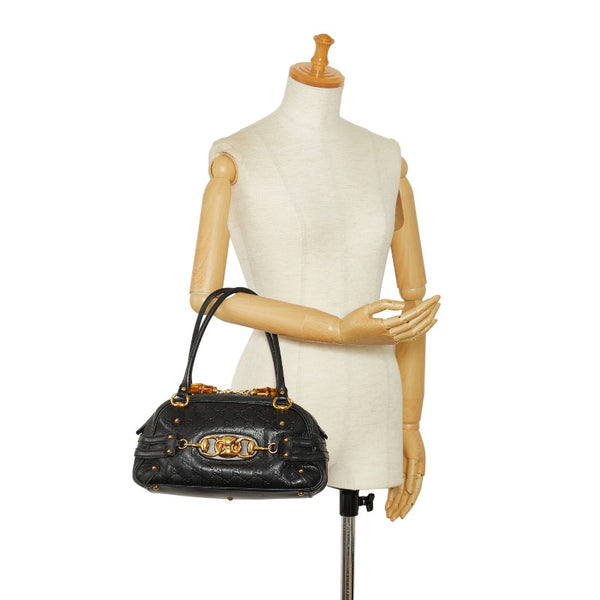 グッチ グッチシマ ホースビット バンブー ゴールド金具 ハンドバッグ ミニボストンバッグ 159399 ブラック レザー レディース GUCCI 【中古】