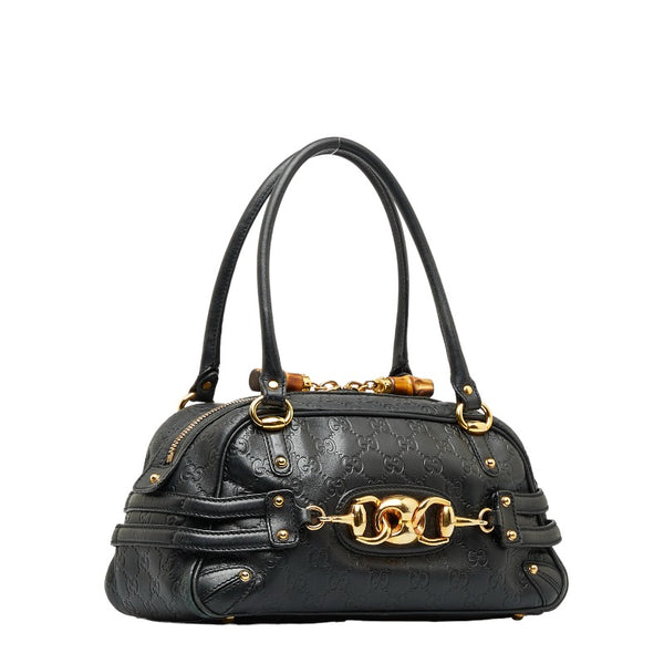 グッチ グッチシマ ホースビット バンブー ゴールド金具 ハンドバッグ ミニボストンバッグ 159399 ブラック レザー レディース GUCCI 【中古】