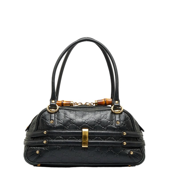 グッチ グッチシマ ホースビット バンブー ゴールド金具 ハンドバッグ ミニボストンバッグ 159399 ブラック レザー レディース GUCCI 【中古】
