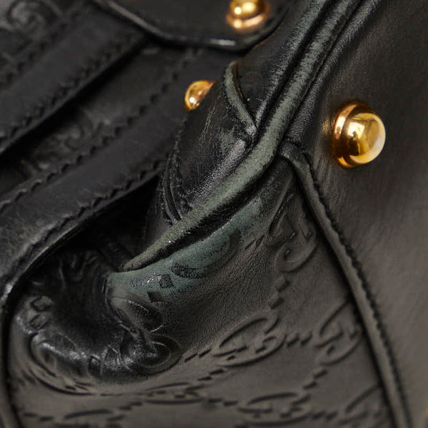 グッチ グッチシマ ホースビット バンブー ゴールド金具 ハンドバッグ ミニボストンバッグ 159399 ブラック レザー レディース GUCCI 【中古】