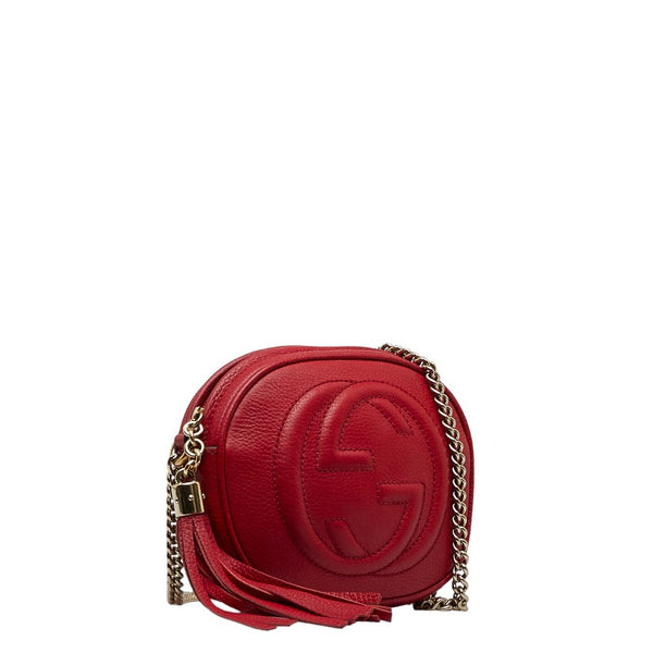 グッチ インターロッキングG ソーホー タッセル  チェーン ショルダーバッグ 353965 レッド レザー レディース GUCCI 【中古】