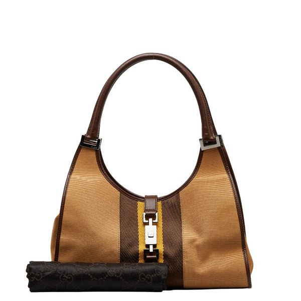 グッチ ジャッキー ハンドバッグ ワンショルダーバッグ 002 1067 ベージュ ブラウン キャンバス レザー レディース GUCCI 【中古】