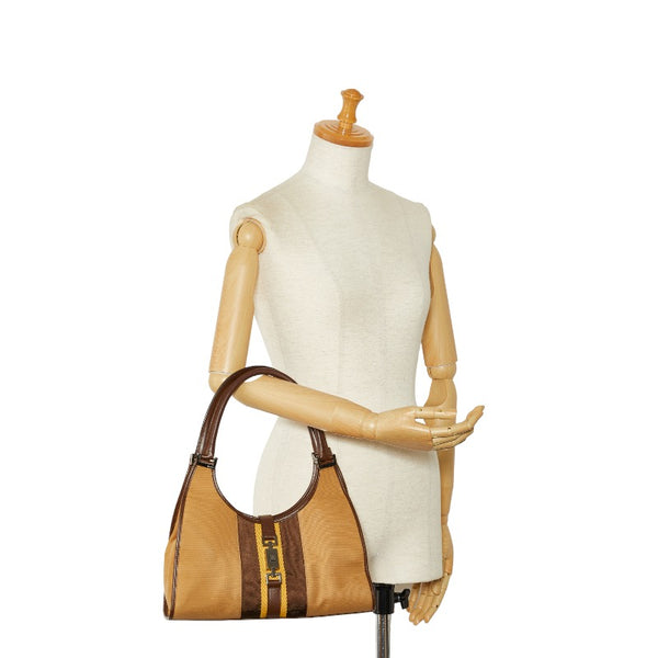 グッチ ジャッキー ハンドバッグ ワンショルダーバッグ 002 1067 ベージュ ブラウン キャンバス レザー レディース GUCCI 【中古】