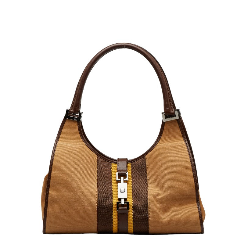 グッチ ジャッキー ハンドバッグ ワンショルダーバッグ 002 1067 ベージュ ブラウン キャンバス レザー レディース GUCCI 【中古】