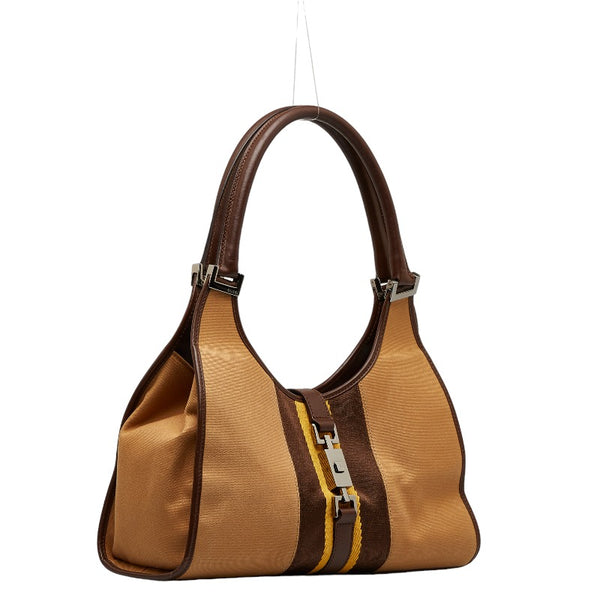 グッチ ジャッキー ハンドバッグ ワンショルダーバッグ 002 1067 ベージュ ブラウン キャンバス レザー レディース GUCCI 【中古】