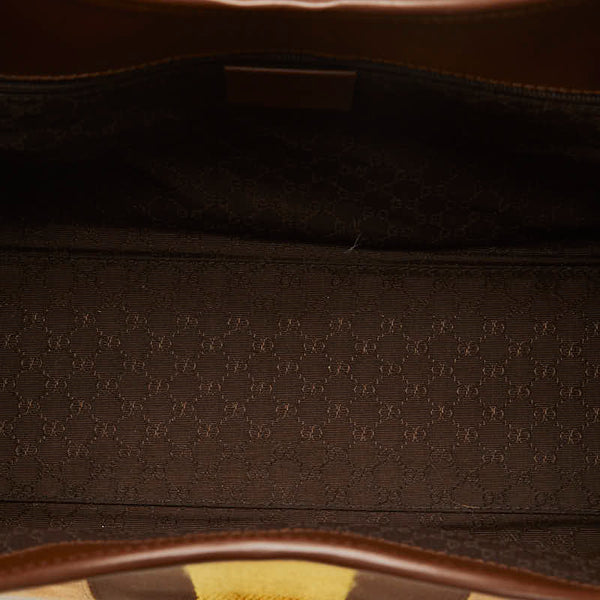 グッチ ジャッキー ハンドバッグ ワンショルダーバッグ 002 1067 ベージュ ブラウン キャンバス レザー レディース GUCCI 【中古】