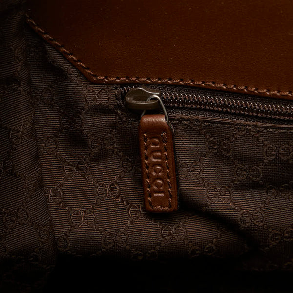 グッチ ジャッキー ハンドバッグ ワンショルダーバッグ 002 1067 ベージュ ブラウン キャンバス レザー レディース GUCCI 【中古】