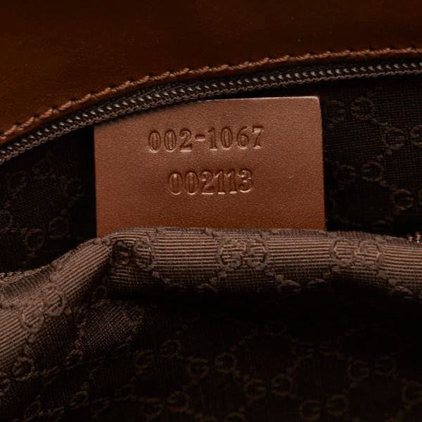 グッチ ジャッキー ハンドバッグ ワンショルダーバッグ 002 1067 ベージュ ブラウン キャンバス レザー レディース GUCCI 【中古】