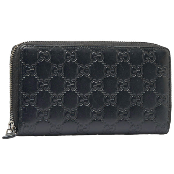 グッチ グッチシマ ラウンドファスナー 長財布 307987 ブラック レザー レディース GUCCI 【中古】