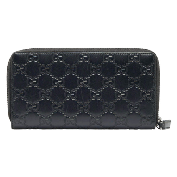 グッチ グッチシマ ラウンドファスナー 長財布 307987 ブラック レザー レディース GUCCI 【中古】