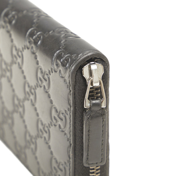 グッチ グッチシマ ラウンドファスナー 長財布 307987 ブラック レザー レディース GUCCI 【中古】