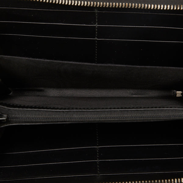 グッチ グッチシマ ラウンドファスナー 長財布 307987 ブラック レザー レディース GUCCI 【中古】