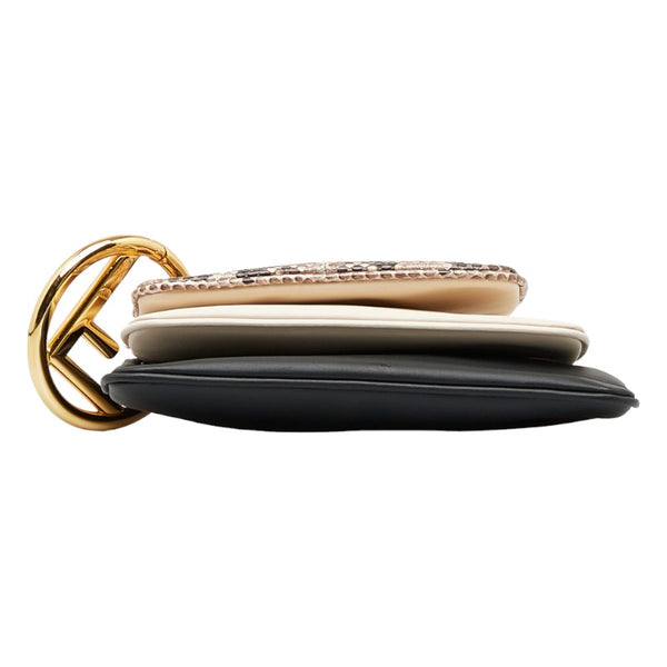 フェンディ トリプレット クラッチバッグ ポーチ 8BS001 ベージュ ブラック レザー パイソン レディース FENDI 【中古】