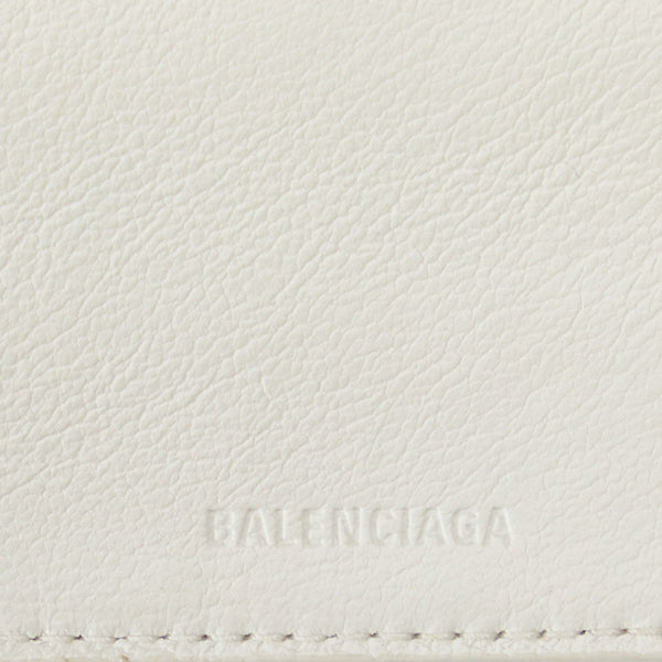 バレンシアガ ロゴ キャッシュミニ 三つ折り財布 コンパクトウォレット ホワイト ブラック レザー レディース BALENCIAGA 【中古】
