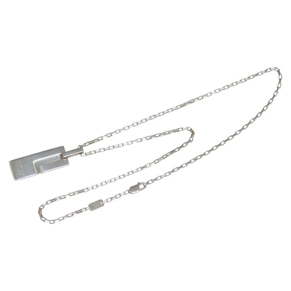 グッチ ロゴ Gプレート チェーン ネックレス シルバー メタル レディース GUCCI 【中古】