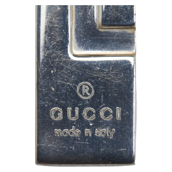 グッチ ロゴ Gプレート チェーン ネックレス シルバー メタル レディース GUCCI 【中古】