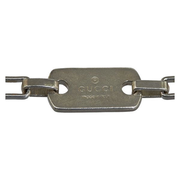 グッチ ロゴ Gプレート チェーン ネックレス シルバー メタル レディース GUCCI 【中古】