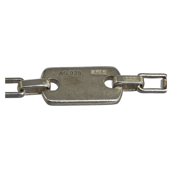 グッチ ロゴ Gプレート チェーン ネックレス シルバー メタル レディース GUCCI 【中古】