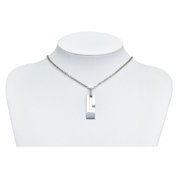 グッチ ロゴ Gプレート チェーン ネックレス シルバー メタル レディース GUCCI 【中古】