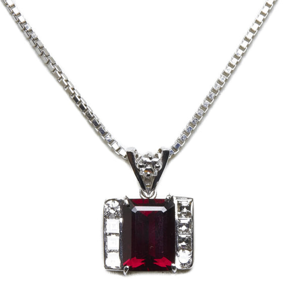 Pt900 プラチナ Pt850 プラチナ ガーネット3.75ct ダイヤ0.776ct ネックレス レディース 【中古】