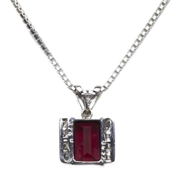 Pt900 プラチナ Pt850 プラチナ ガーネット3.75ct ダイヤ0.776ct ネックレス レディース 【中古】