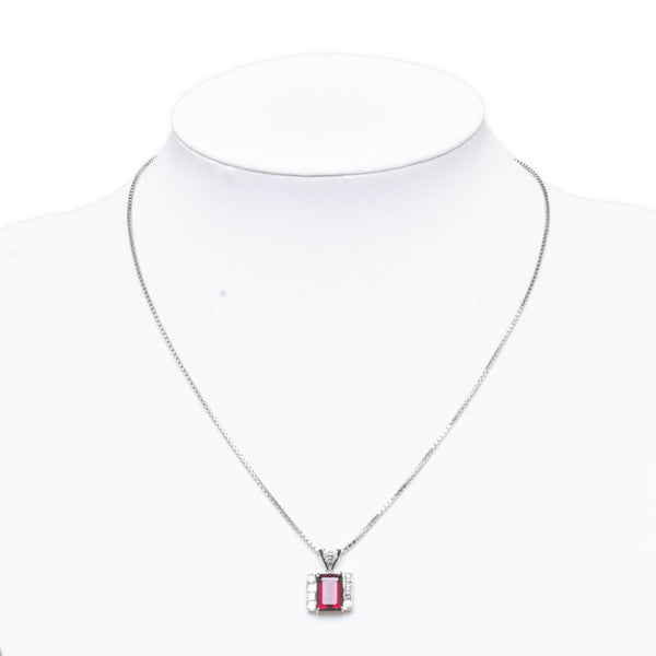 Pt900 プラチナ Pt850 プラチナ ガーネット3.75ct ダイヤ0.776ct ネックレス レディース 【中古】