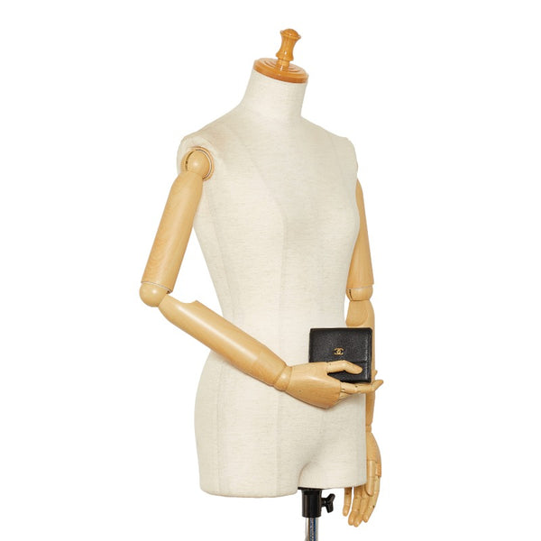 シャネル ココマーク 三つ折り財布 A13456 ブラック カーフ レディース CHANEL 【中古】