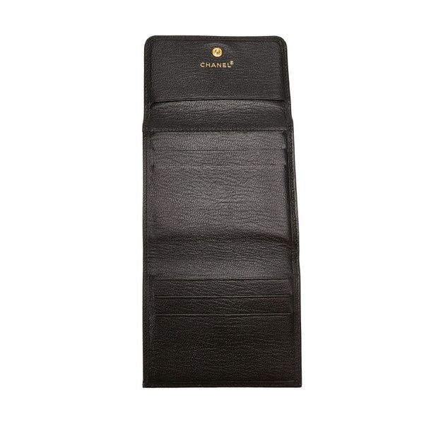 シャネル ココマーク 三つ折り財布 A13456 ブラック カーフ レディース CHANEL 【中古】