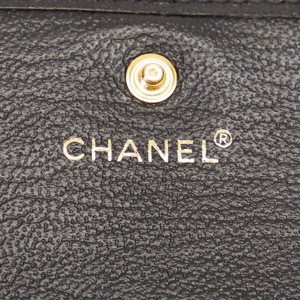 シャネル ココマーク 三つ折り財布 A13456 ブラック カーフ レディース CHANEL 【中古】