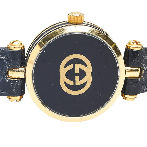グッチ ヴィンテージ 腕時計 GQ2000 クオーツ ブラック文字盤 ステンレス レザー レディース GUCCI 【中古】