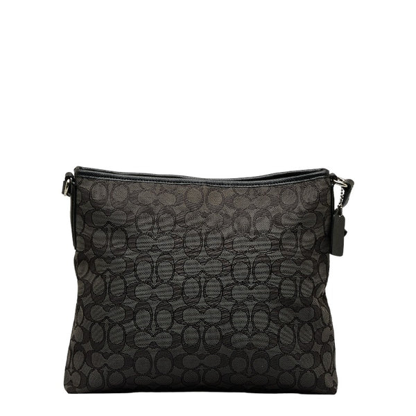 コーチ シグネチャー 斜め掛け ショルダーバッグ F55363 ブラック キャンバス レザー レディース COACH 【中古】