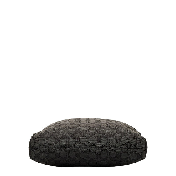 コーチ シグネチャー 斜め掛け ショルダーバッグ F55363 ブラック キャンバス レザー レディース COACH 【中古】