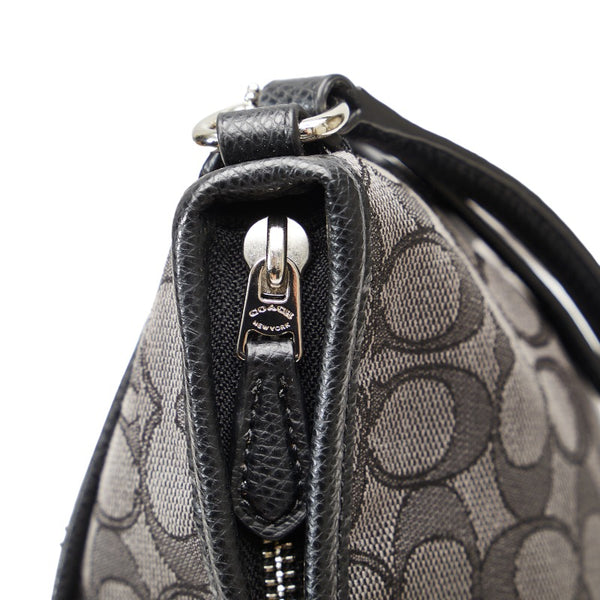 コーチ シグネチャー 斜め掛け ショルダーバッグ F55363 ブラック キャンバス レザー レディース COACH 【中古】