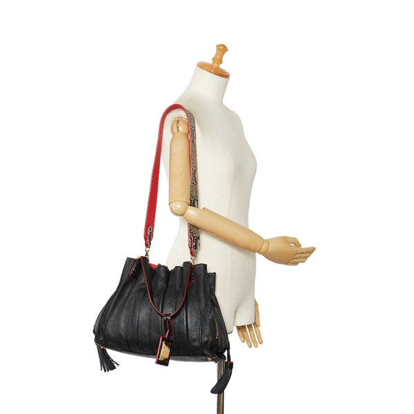 ココセリュックスゴールド ハンドバッグ ショルダーバッグ 2WAY cococelux gold ブラック レザー レディース 【中古】