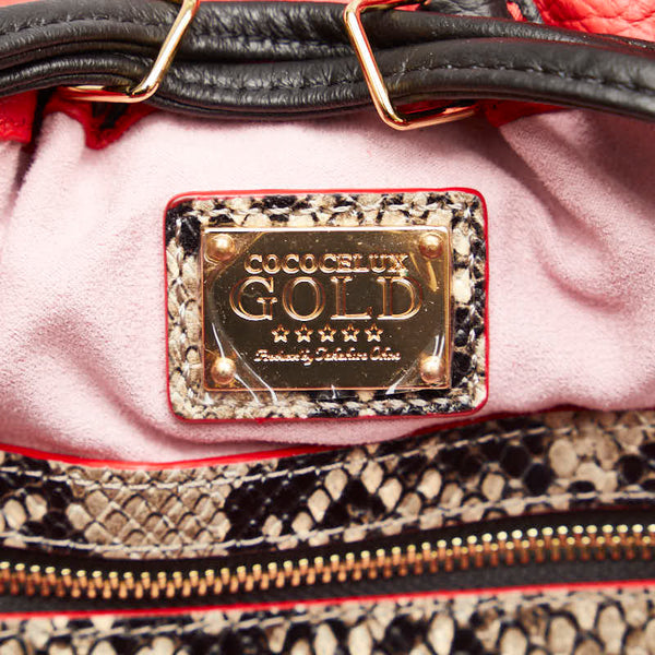 ココセリュックスゴールド ハンドバッグ ショルダーバッグ 2WAY cococelux gold ブラック レザー レディース 【中古】