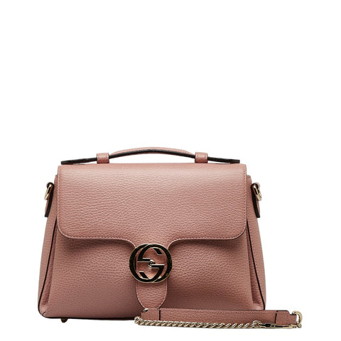 グッチ インターロッキングG ハンドバッグ チェーン ショルダーバッグ 2WAY 510302 ピンク レザー レディース GUCCI 【中古】