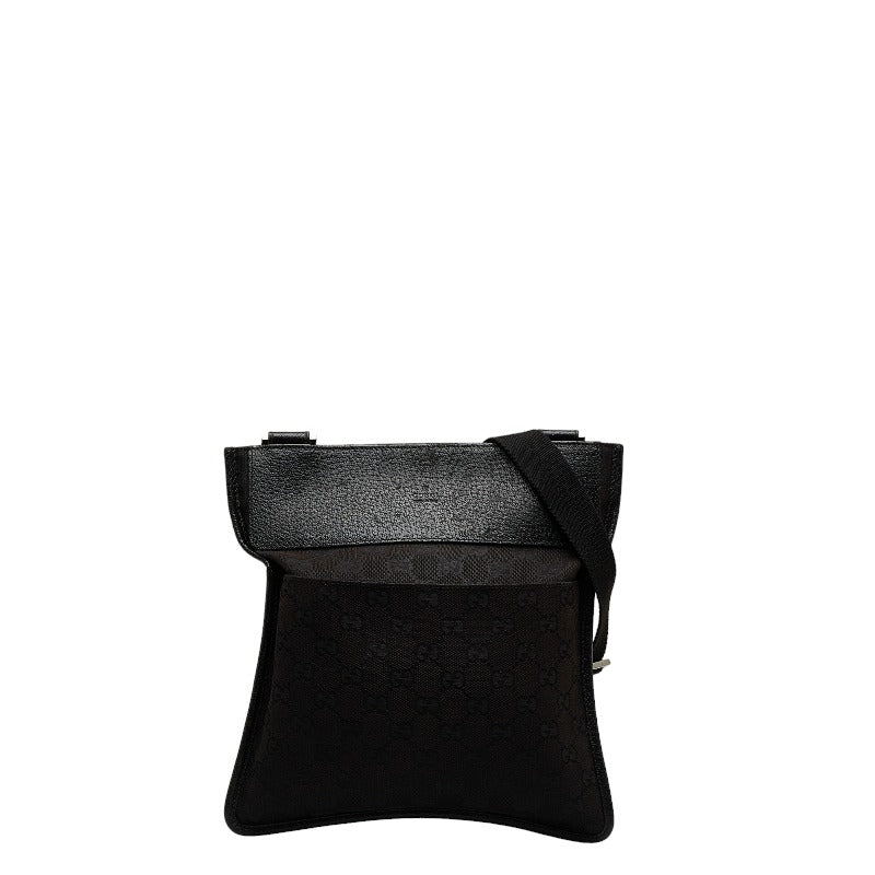 グッチ GGキャンバス 斜め掛け ショルダーバッグ 27639 ブラック キャンバス レザー レディース GUCCI 【中古】