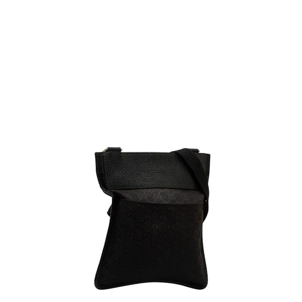 グッチ GGキャンバス 斜め掛け ショルダーバッグ 27639 ブラック キャンバス レザー レディース GUCCI 【中古】